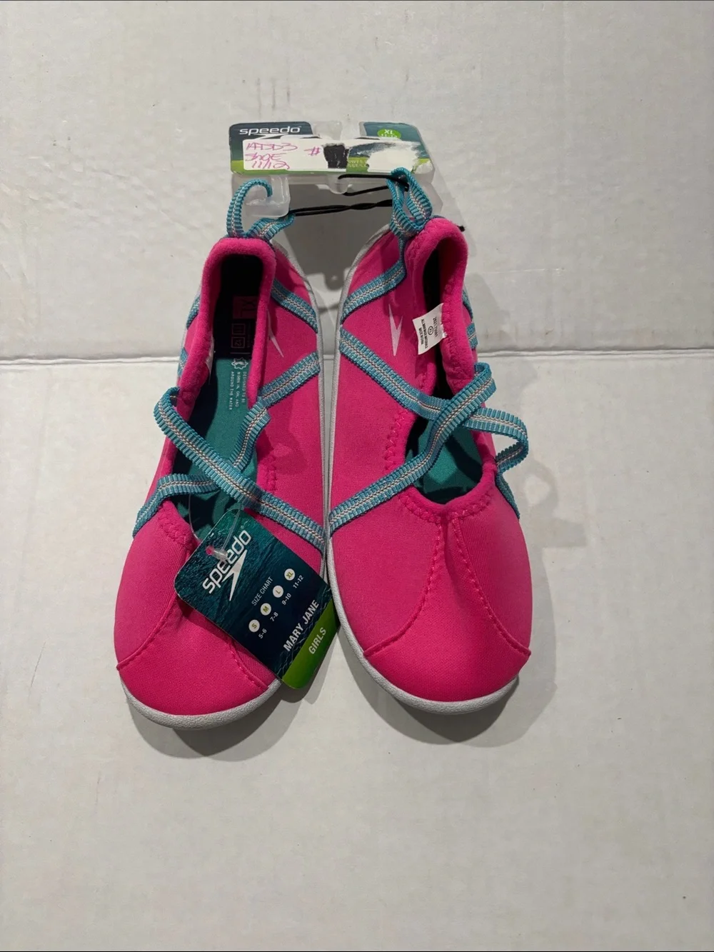 Speedo Girls' Hot Pink Water Shoes with Teal Straps